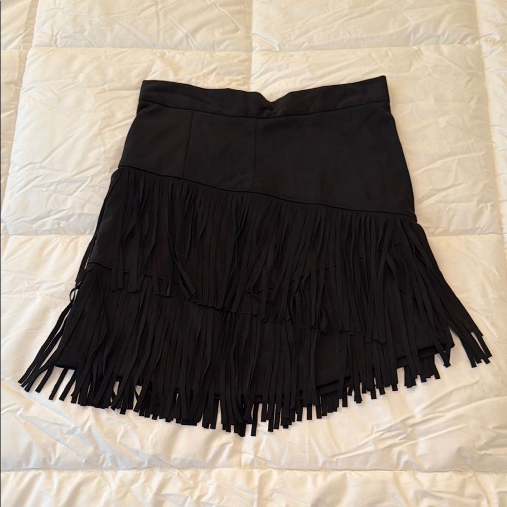 Altar’d State Suede Fringed Black Skirt